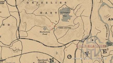 Mapa da localização de horse Buell em RDR 2