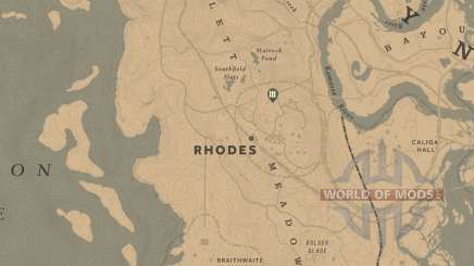 Mapa da localização de Rodes em RDR 2