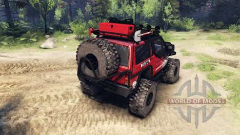 Jeep Cherokee XJ v1.1 Rough Country red dirty para Spin Tires
