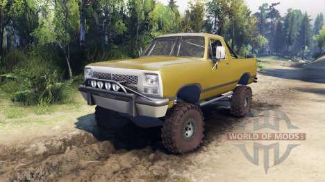 Dodge Ramcharger 1991 Open Top v1.1 olive green para Spin Tires