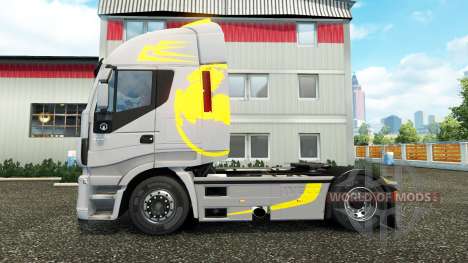 Pele Oi Forma Amarelo Cinza no caminhão Iveco para Euro Truck Simulator 2