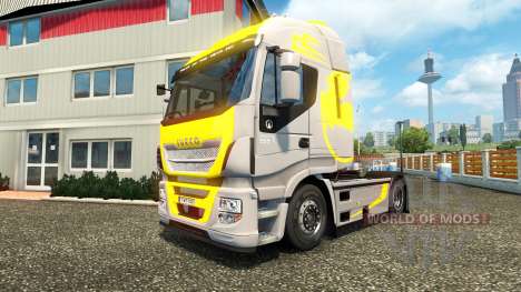 Pele Oi Forma Amarelo Cinza no caminhão Iveco para Euro Truck Simulator 2