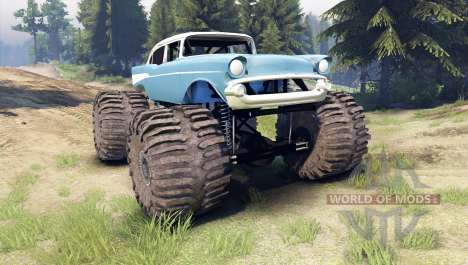 Chevrolet Bel Air 1955 Monster blue para Spin Tires