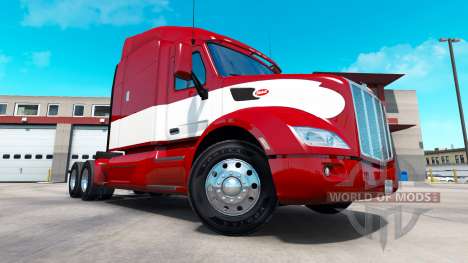 Vermelho-branco de pele para o caminhão Peterbil para American Truck Simulator