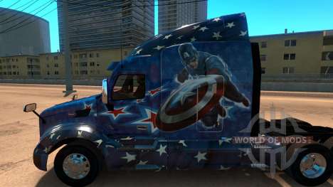 Capitão América pele para o caminhão Peterbilt 5 para American Truck Simulator
