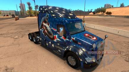 Capitão América pele para o caminhão Peterbilt 579 para American Truck Simulator