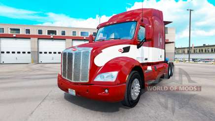 Vermelho-branco de pele para o caminhão Peterbilt para American Truck Simulator