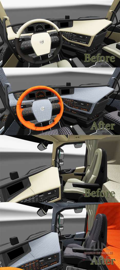 Xadrez interior Volvo FH para Euro Truck Simulator 2