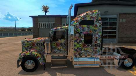Sticker Bomb скин для Kenworth W900 para American Truck Simulator