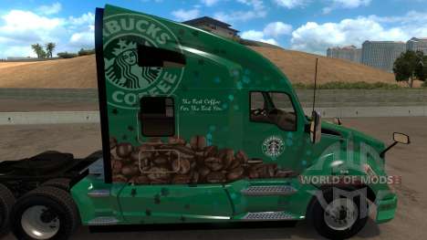Kenworth T680 Starbucks Skin para American Truck Simulator