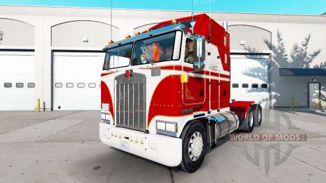 De pele Branca E Vermelha para o trator Kenworth para American Truck Simulator