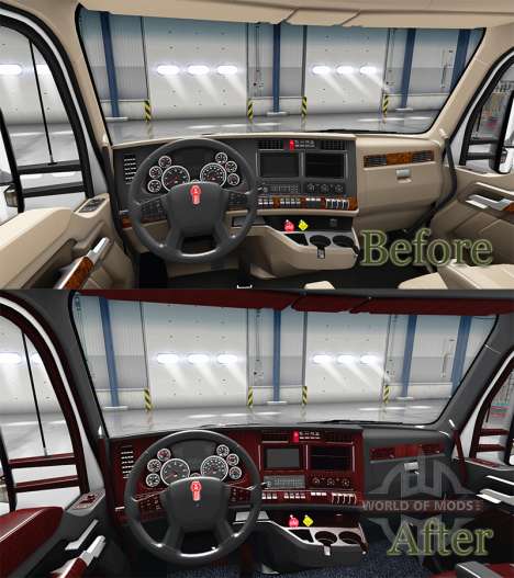 O Deluxe preto interior Kenworth T680 para American Truck Simulator