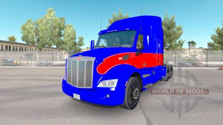 O vermelho e o azul da pele para o caminhão Peterbilt para American Truck Simulator