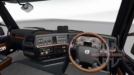 Preto-e-castanho interior do Volvo para Euro Truck Simulator 2