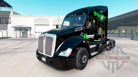 Pele Kawasaki Racing Team em um Kenworth trator para American Truck Simulator