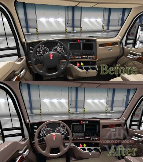 Luxo marrom interior Kenworth T680 para American Truck Simulator