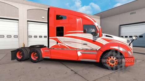 A pele da Faixa Vermelha do caminhão Kenworth para American Truck Simulator