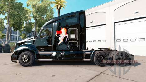 Pele Power Girl no trator Kenworth para American Truck Simulator
