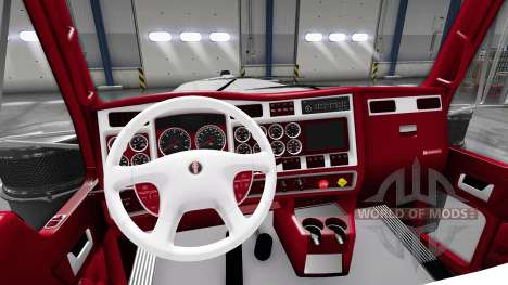 A vermelha-e-branca, interior Kenworth W900 para American Truck Simulator