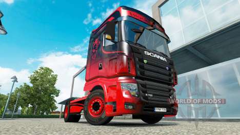 A pele de Preto E Vermelho, para trator Scania R para Euro Truck Simulator 2