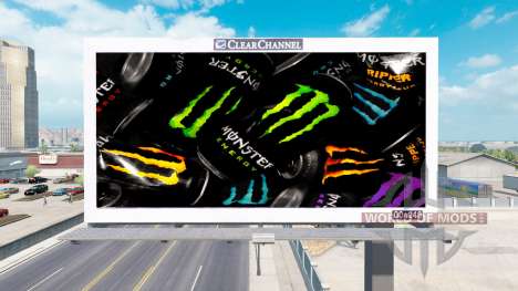 Monster Energy publicidade em outdoors para American Truck Simulator