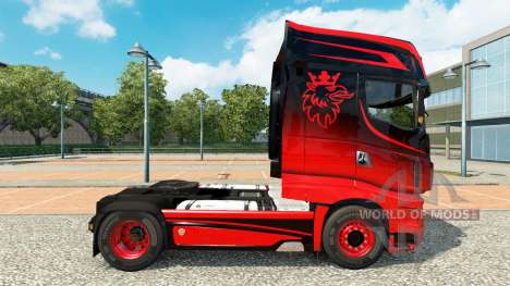 A pele de Preto E Vermelho, para trator Scania R para Euro Truck Simulator 2