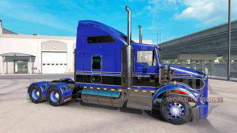 A pele Azul-preto no caminhão Kenworth T800 para American Truck Simulator
