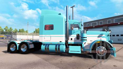 A pele Azul-Branco para o caminhão Peterbilt 389 para American Truck Simulator