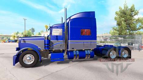 A pele Azul-cinza no caminhão Peterbilt 389 para American Truck Simulator