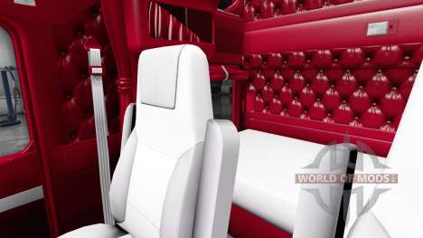 A vermelha-e-branca, interior Kenworth W900 para American Truck Simulator