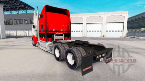 A pele Vermelho-preto com listras no caminhão Ke para American Truck Simulator