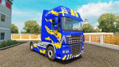 A pele Azul-amarelo-para caminhões DAF para Euro Truck Simulator 2