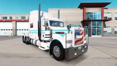 A pele Azul e branco para o caminhão Peterbilt 389 para American Truck Simulator