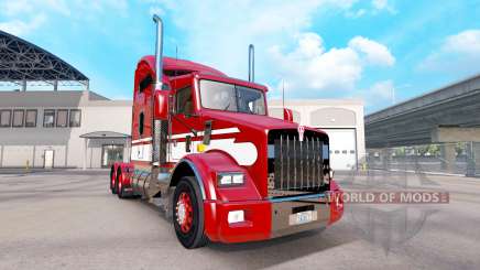 Pele Vermelha-branca-trator Kenworth T800 para American Truck Simulator