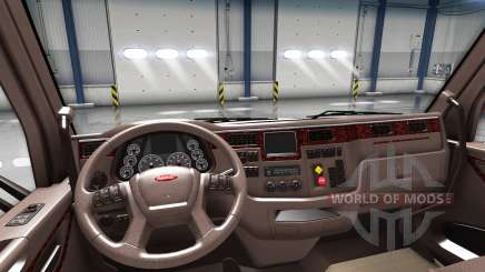 Luxo marrom interior Peterbilt 579 para American Truck Simulator
