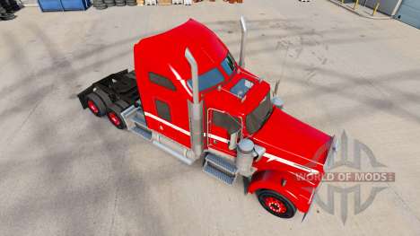 Pele Vermelha com Listra Branca sobre o caminhão para American Truck Simulator