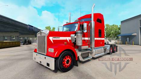 Pele Vermelha com Listra Branca sobre o caminhão para American Truck Simulator