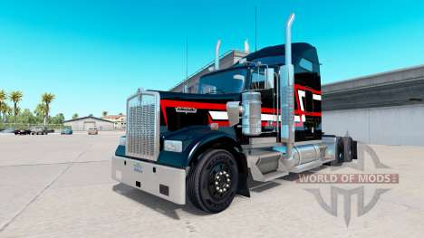 Pele Vermelha-listras brancas no caminhão Kenwor para American Truck Simulator