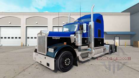 Pele Preta e Azul no caminhão Kenworth W900 para American Truck Simulator