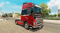 Pele Piel Rojo Negro da Volvo caminhões para Euro Truck Simulator 2
