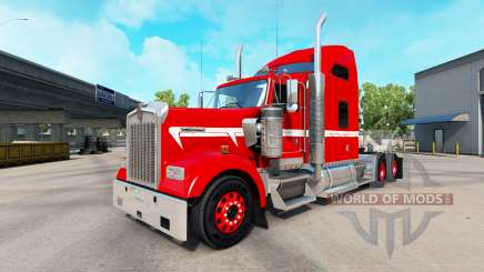 Pele Vermelha com Listra Branca sobre o caminhão Kenworth para American Truck Simulator