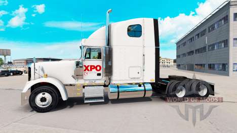 Pele XPO Logística no caminhão Freightliner Clás para American Truck Simulator