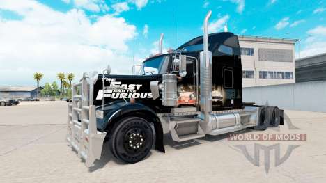 A pele Rápido e Furioso no caminhão Kenworth W90 para American Truck Simulator