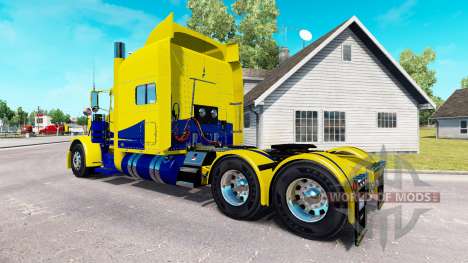 Pele Amarela e Azul para o caminhão Peterbilt 38 para American Truck Simulator