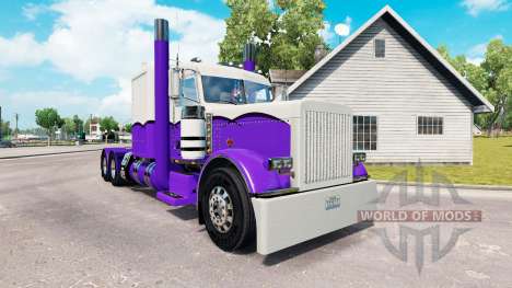 Pele Roxo e Branco para o caminhão Peterbilt 389 para American Truck Simulator