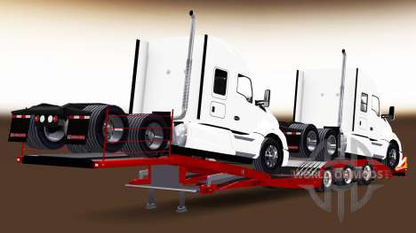Baixa-quadro de arrasto com uma carga de tratore para American Truck Simulator