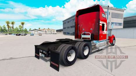 A pele Vermelha e Creme no caminhão Kenworth W90 para American Truck Simulator