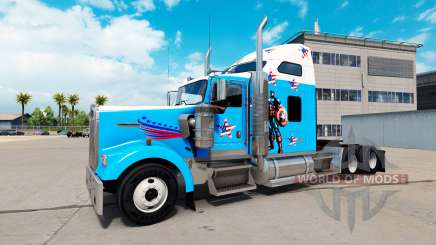 Pele do Capitão América no caminhão Kenworth W900 para American Truck Simulator