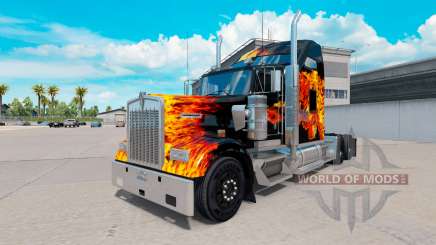 Pele Tigres Em Chamas no caminhão Kenworth W900 para American Truck Simulator