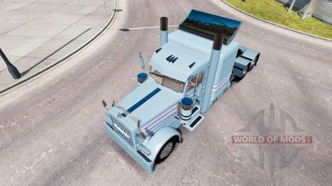 A pele Azul-branco listras para o caminhão Peter para American Truck Simulator